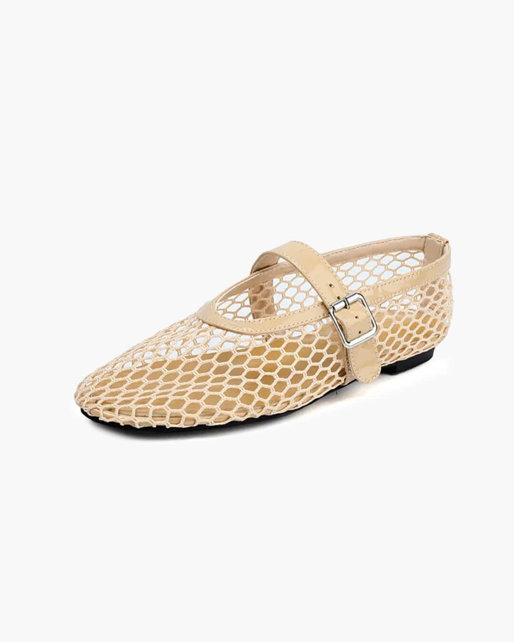 Adra Buckled Mesh Ballet Flats