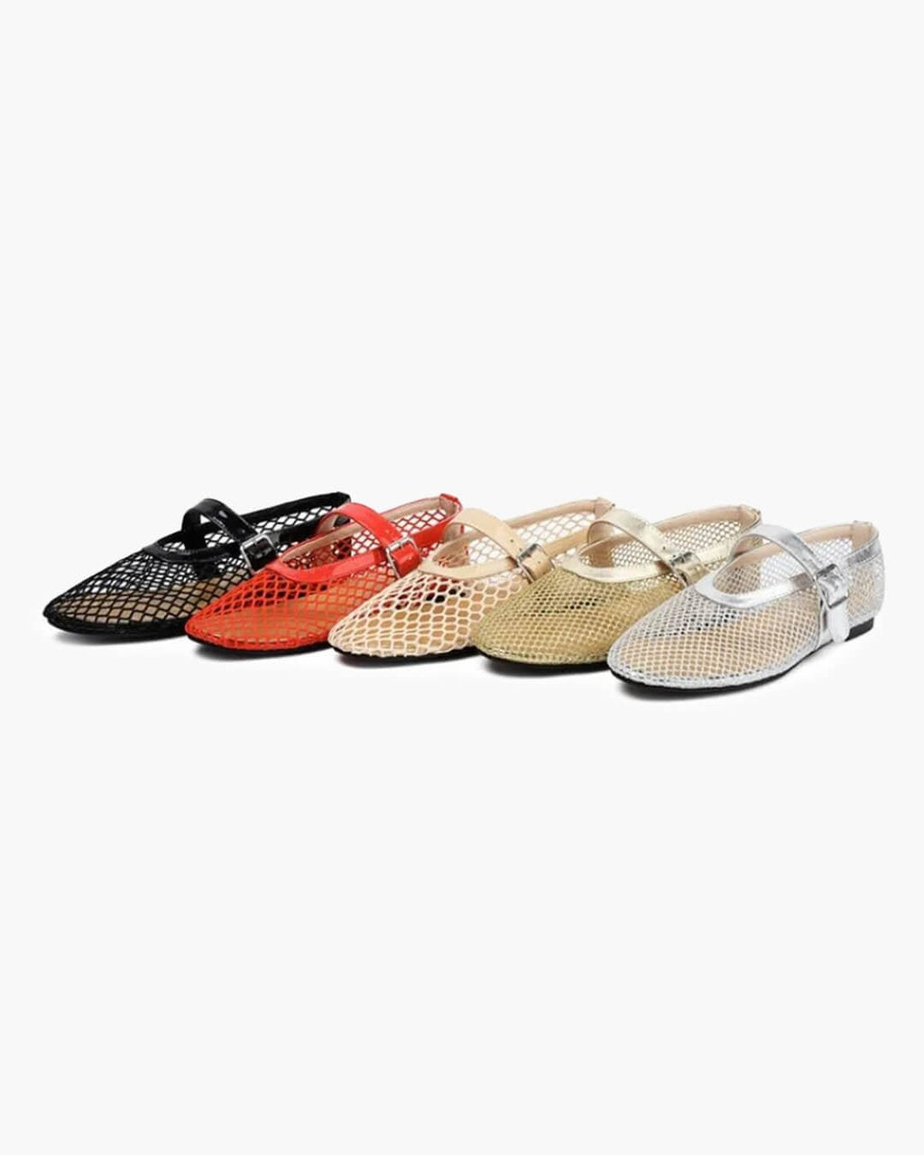 Adra Buckled Mesh Ballet Flats