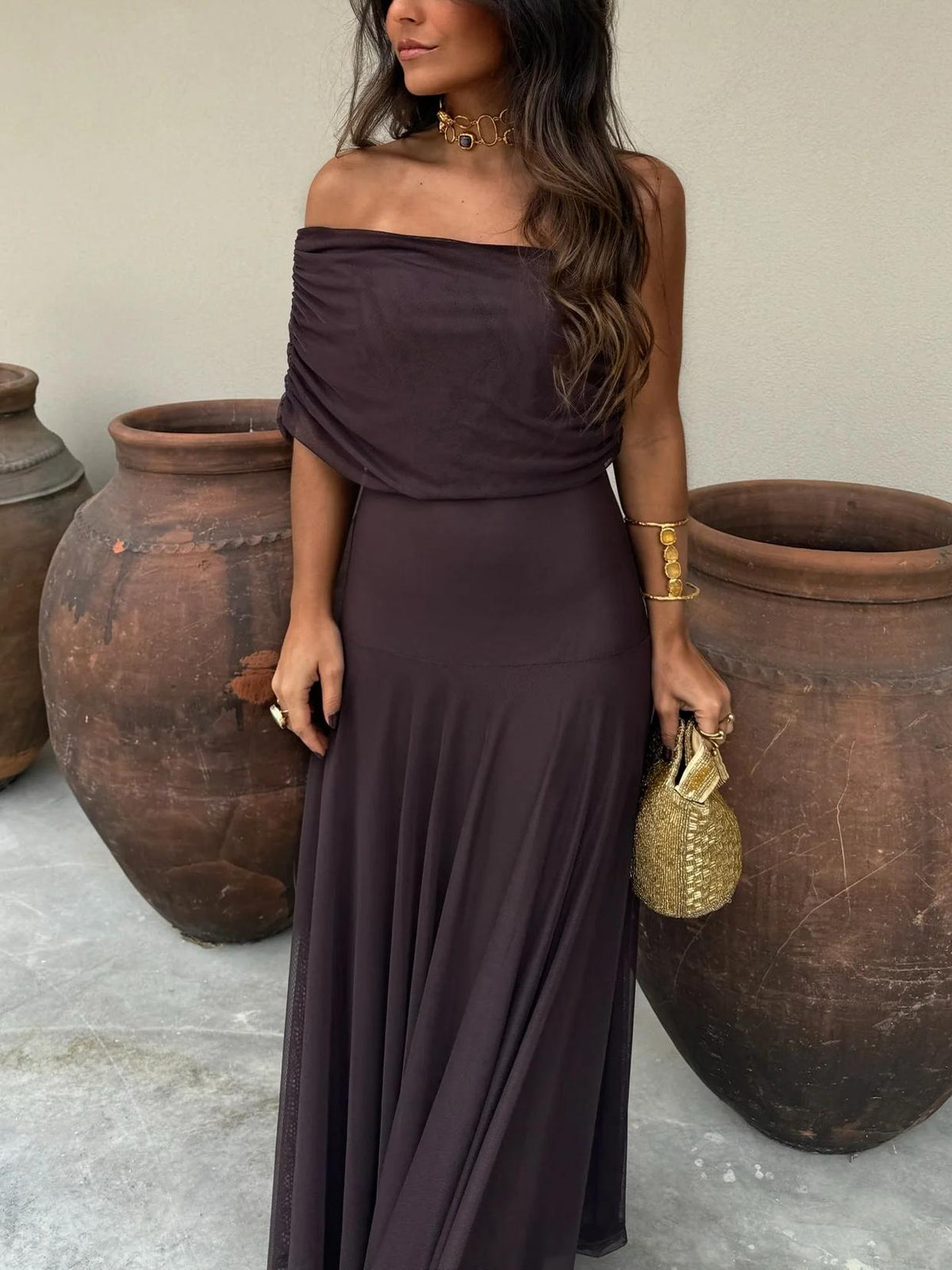 Audrey Off Shoulder Maxi Dress