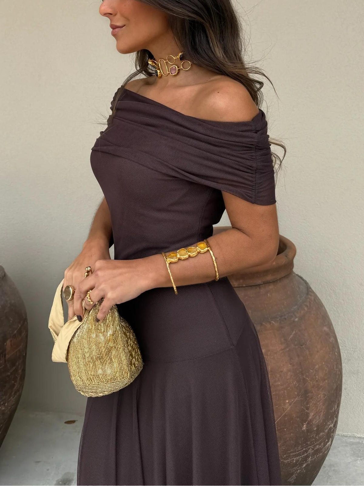 Audrey Off Shoulder Maxi Dress
