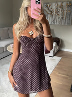 Celestia Polka Dot Mesh Mini Dress