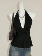 Clementine Polka Dot Halter Peplum Camisole