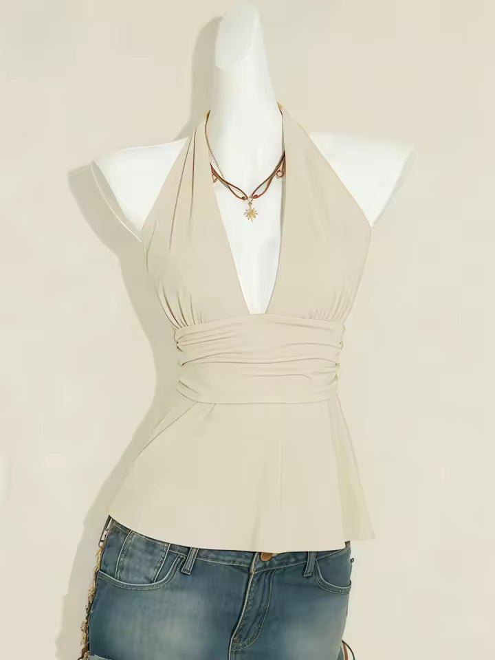 Clementine Polka Dot Halter Peplum Camisole