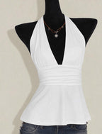 Clementine Polka Dot Halter Peplum Camisole