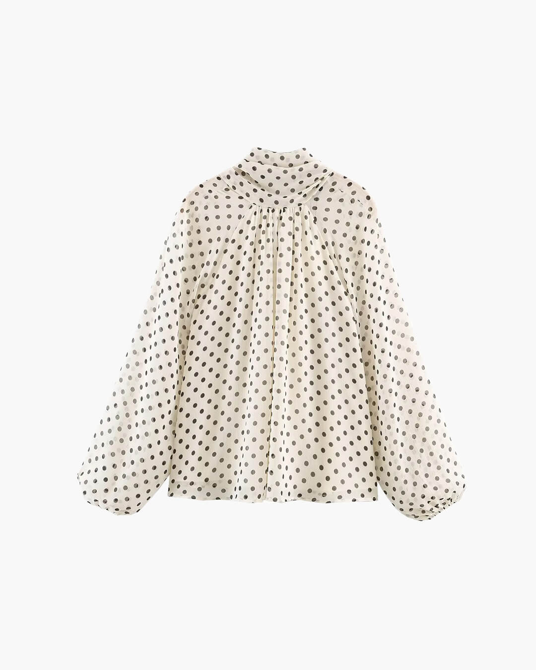 Cleo High Collar Polka Dot Blouse