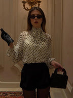 Cleo High Collar Polka Dot Blouse