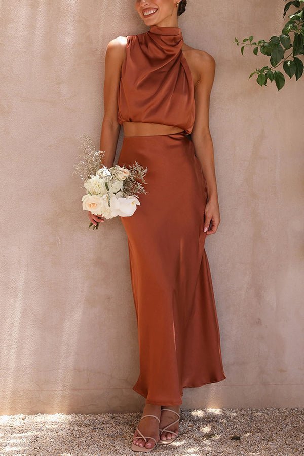 Coralie Two-Piece Satin Wedding Guest Set