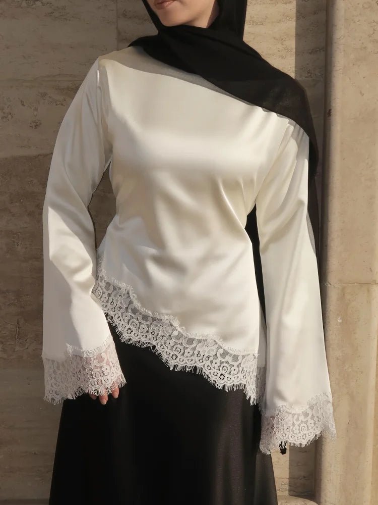 Danica Lace Satin Long Sleeve Top