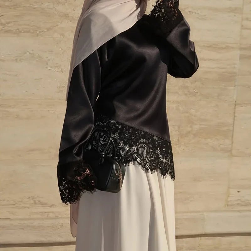 Danica Lace Satin Long Sleeve Top