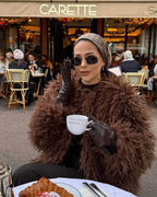Aelide Fluffy Cropped Faux Fur Coat