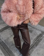 Aelide Fluffy Cropped Faux Fur Coat
