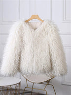 Aelide Fluffy Cropped Faux Fur Coat