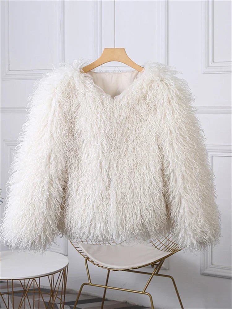 Aelide Fluffy Cropped Faux Fur Coat