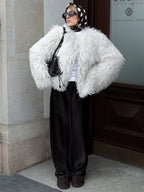 Aelide Fluffy Cropped Faux Fur Coat