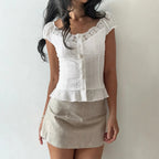 Diandra French Lace Puff Sleeve Blouse