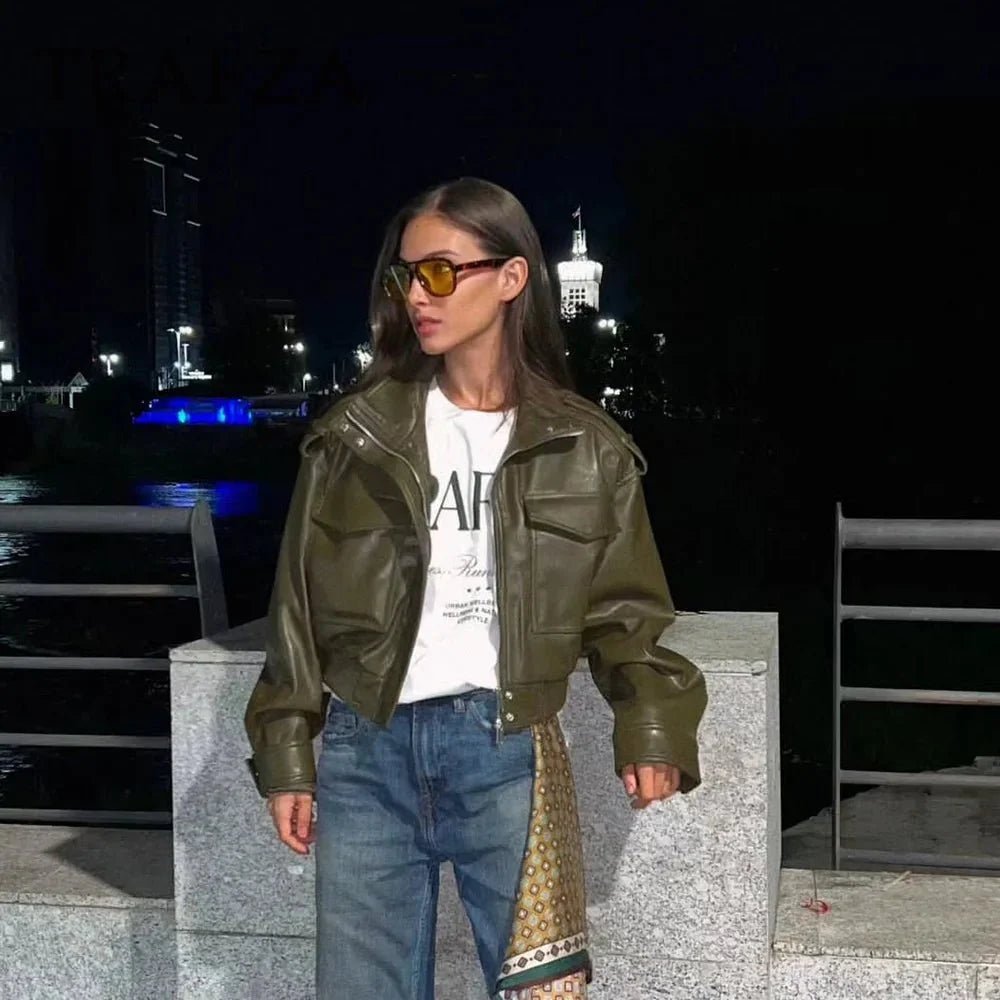Aellinne Faux Leather Jacket
