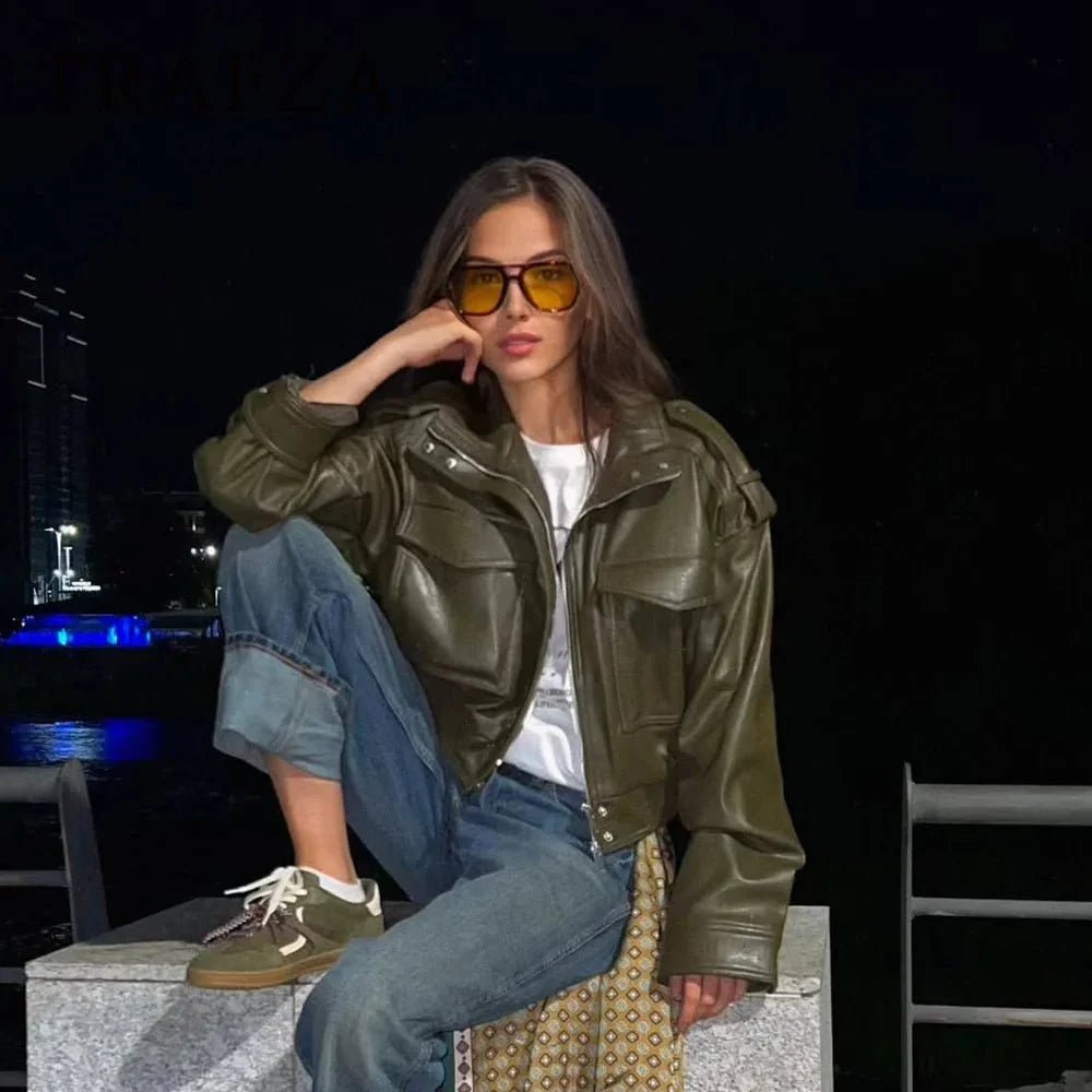 Aellinne Faux Leather Jacket