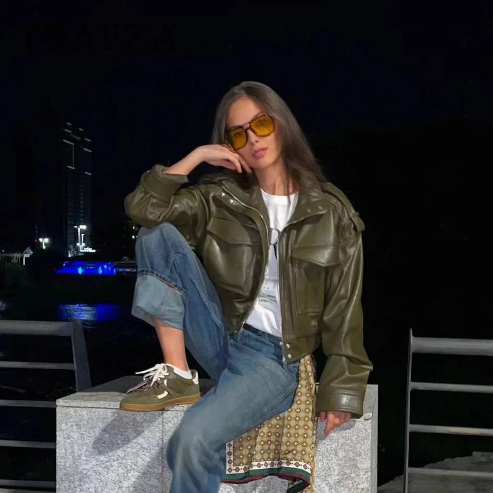Aellinne Faux Leather Jacket