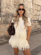 Teresa Crochet Fringe Shirt & Skirt Set