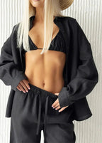 Laura Relaxed Cotton Shirt & Wide-Leg Pants Set