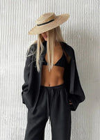 Laura Relaxed Cotton Shirt & Wide-Leg Pants Set