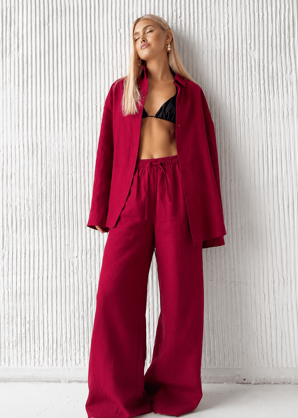 Laura Relaxed Cotton Shirt & Wide-Leg Pants Set