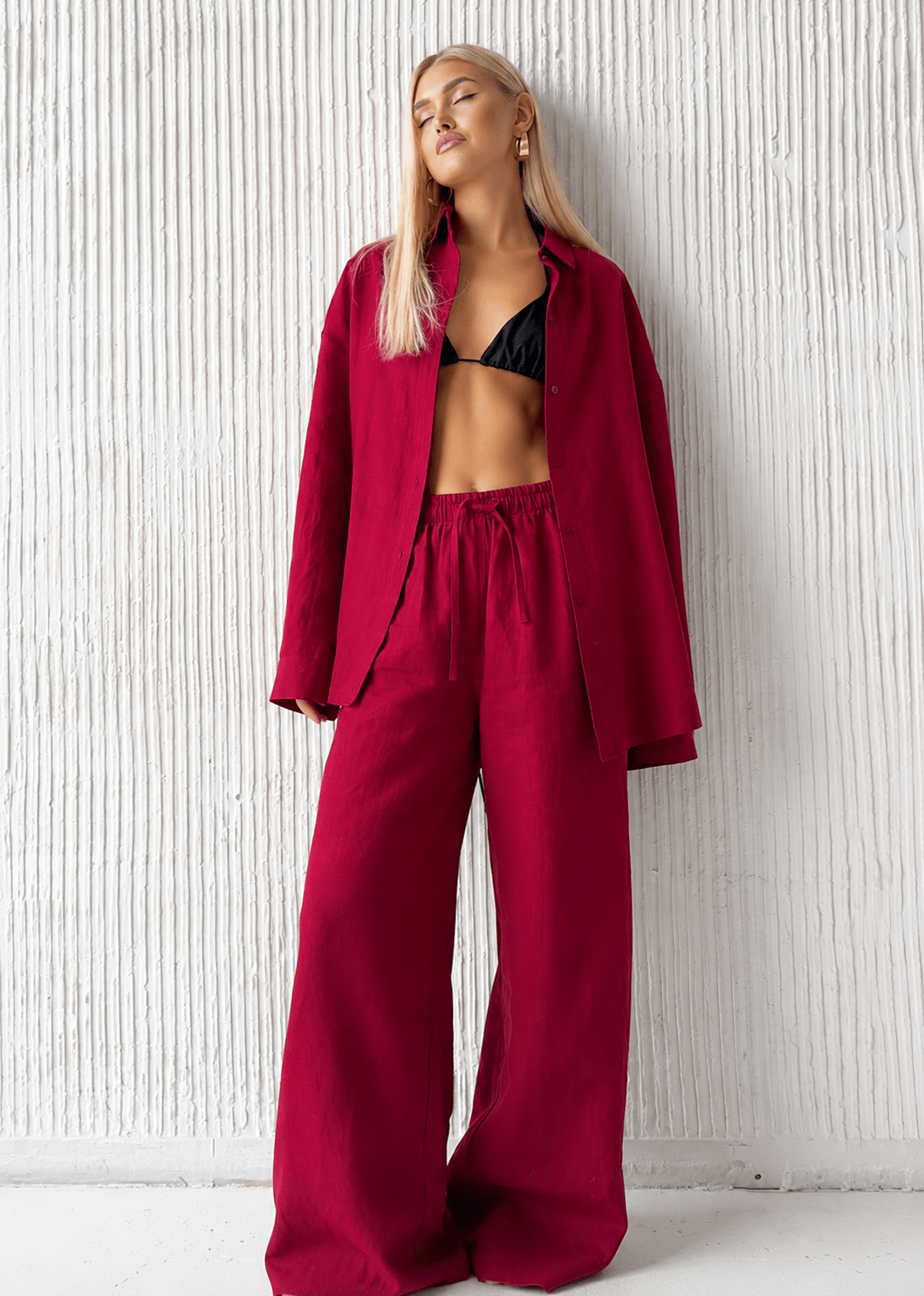 Laura Relaxed Cotton Shirt & Wide-Leg Pants Set