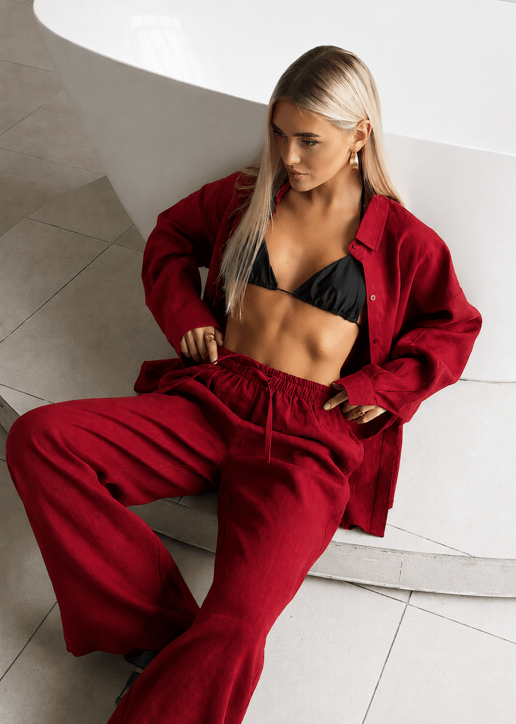 Laura Relaxed Cotton Shirt & Wide-Leg Pants Set