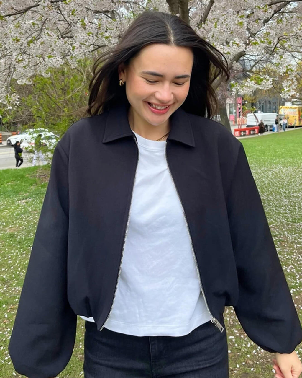 Ellaria Puff Sleeve Bomber Jacket