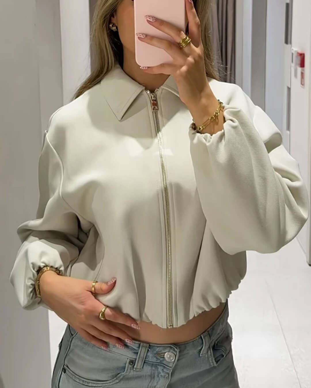 Ellaria Puff Sleeve Bomber Jacket
