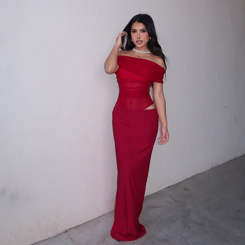 Emilia Asymmetrical Lace Long Dress
