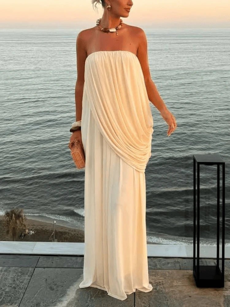 Erika Strapless Pleated Maxi Dress