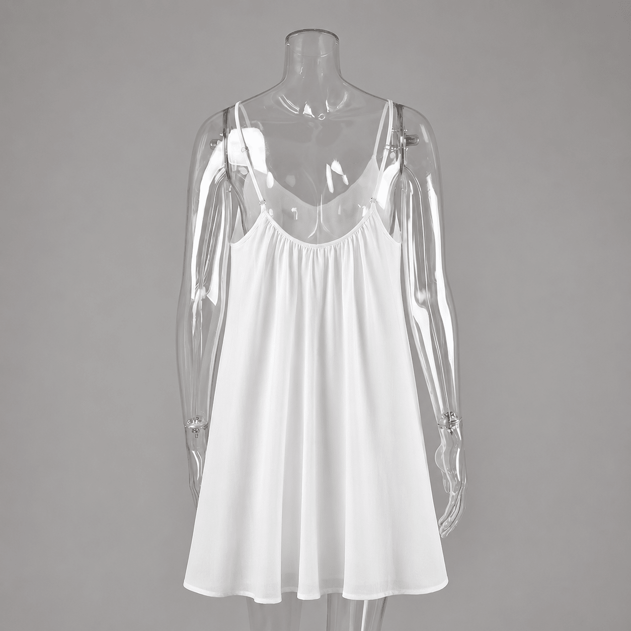 Esra Spaghetti Strap Flowy Mini Dress