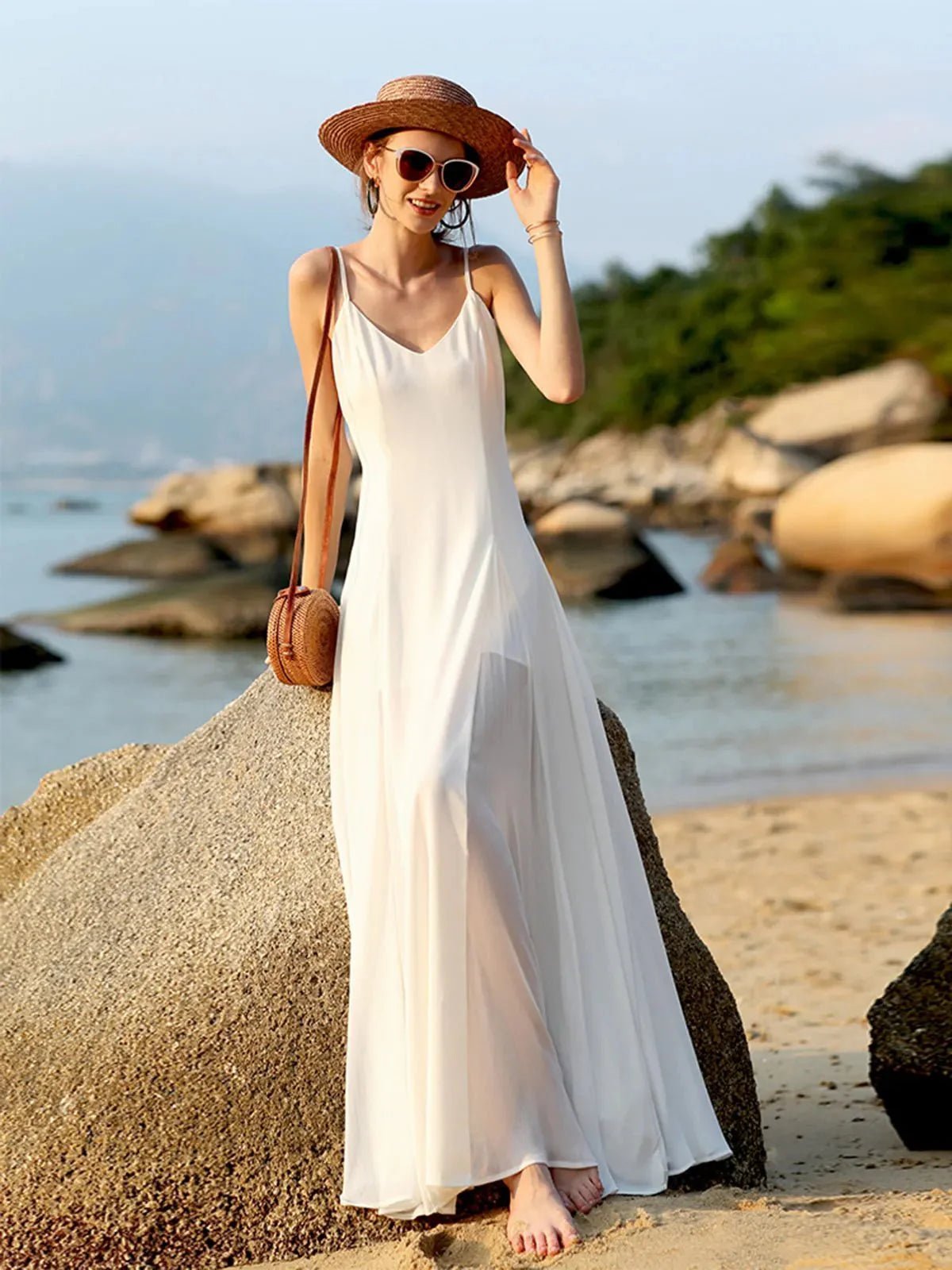 Eulalia V-Neck Backless Cami Dress