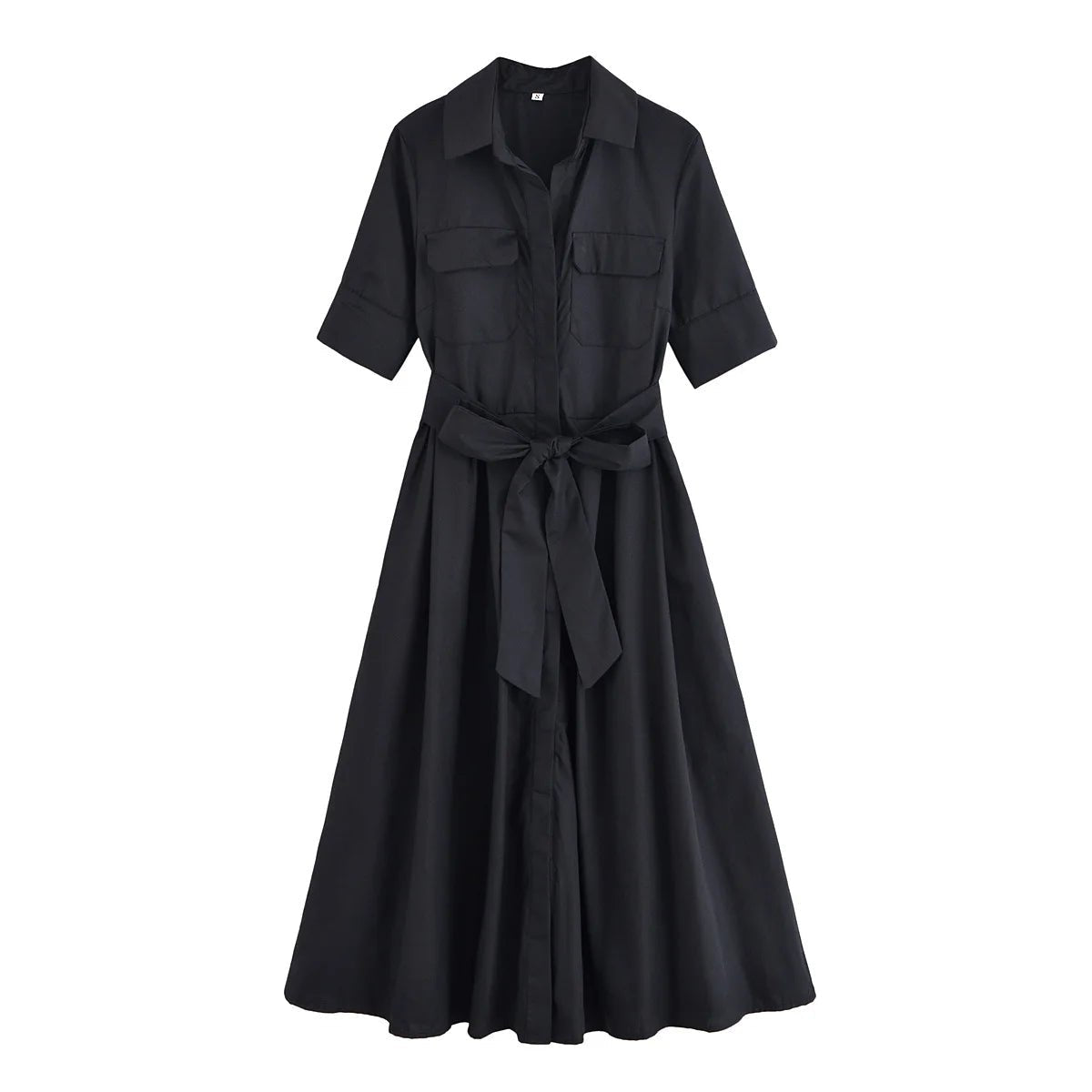 Evita Belted Shirt Midi Dress