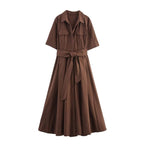 Evita Belted Shirt Midi Dress