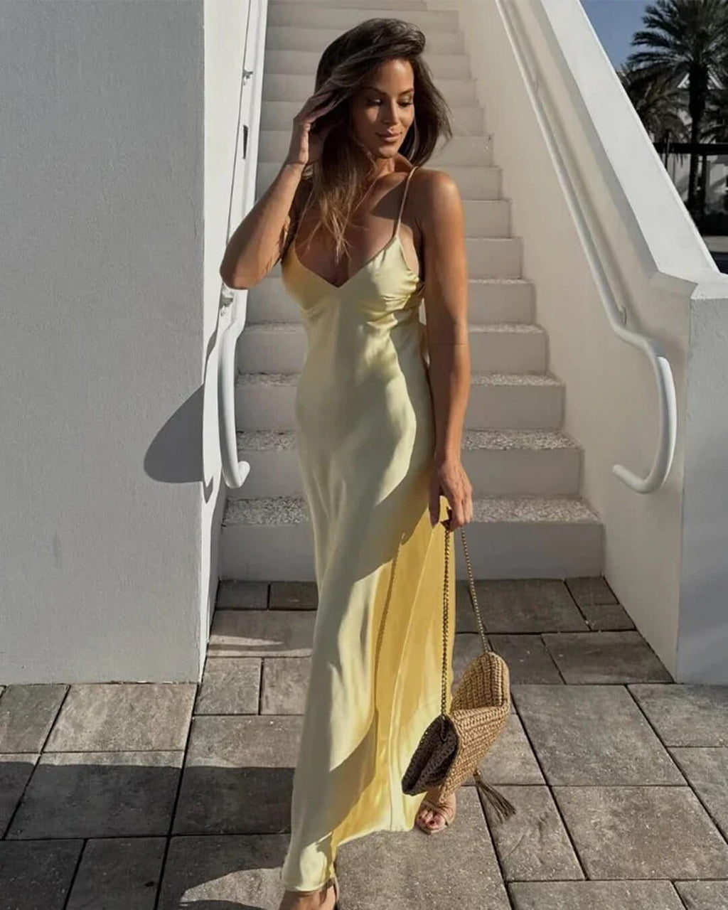 Fiora Satin Backless Maxi Dress