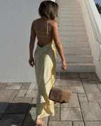 Fiora Satin Backless Maxi Dress