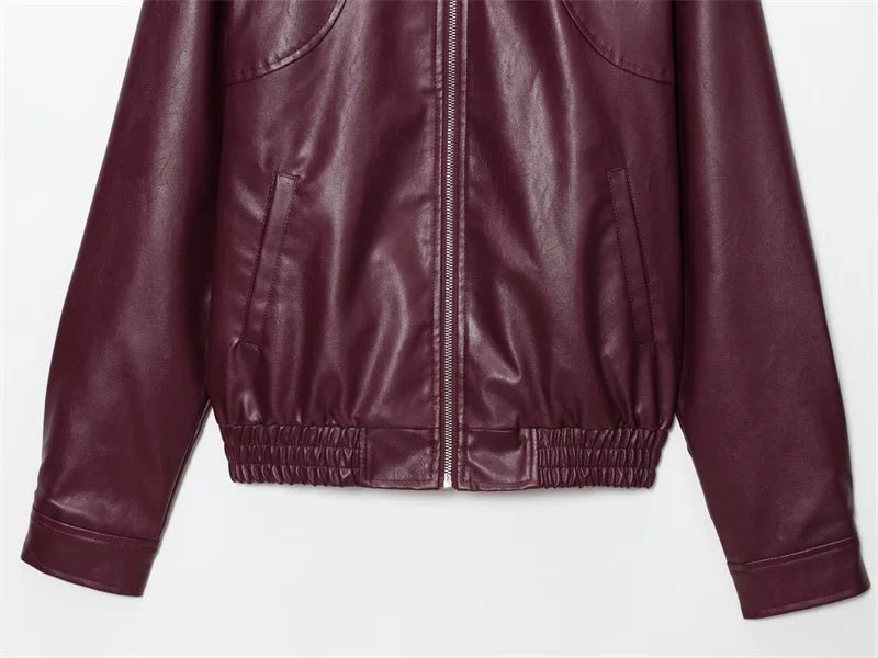 Florence Faux Leather Bomber Jacket