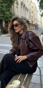 Florence Faux Leather Bomber Jacket