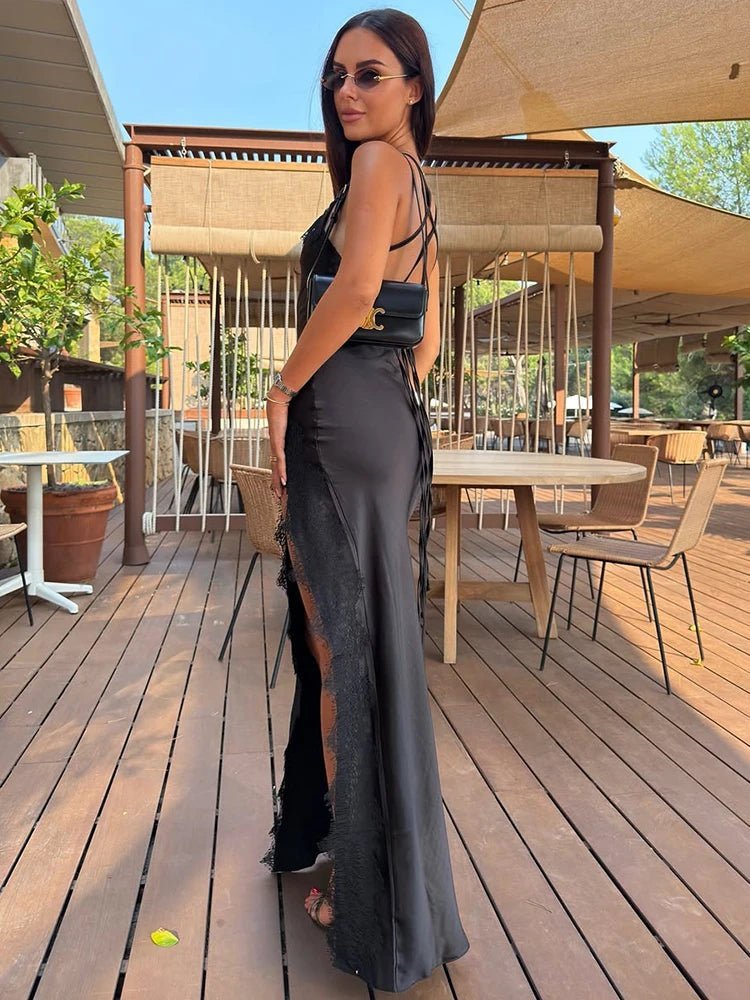Gisele Lace Side Slit Maxi Dress