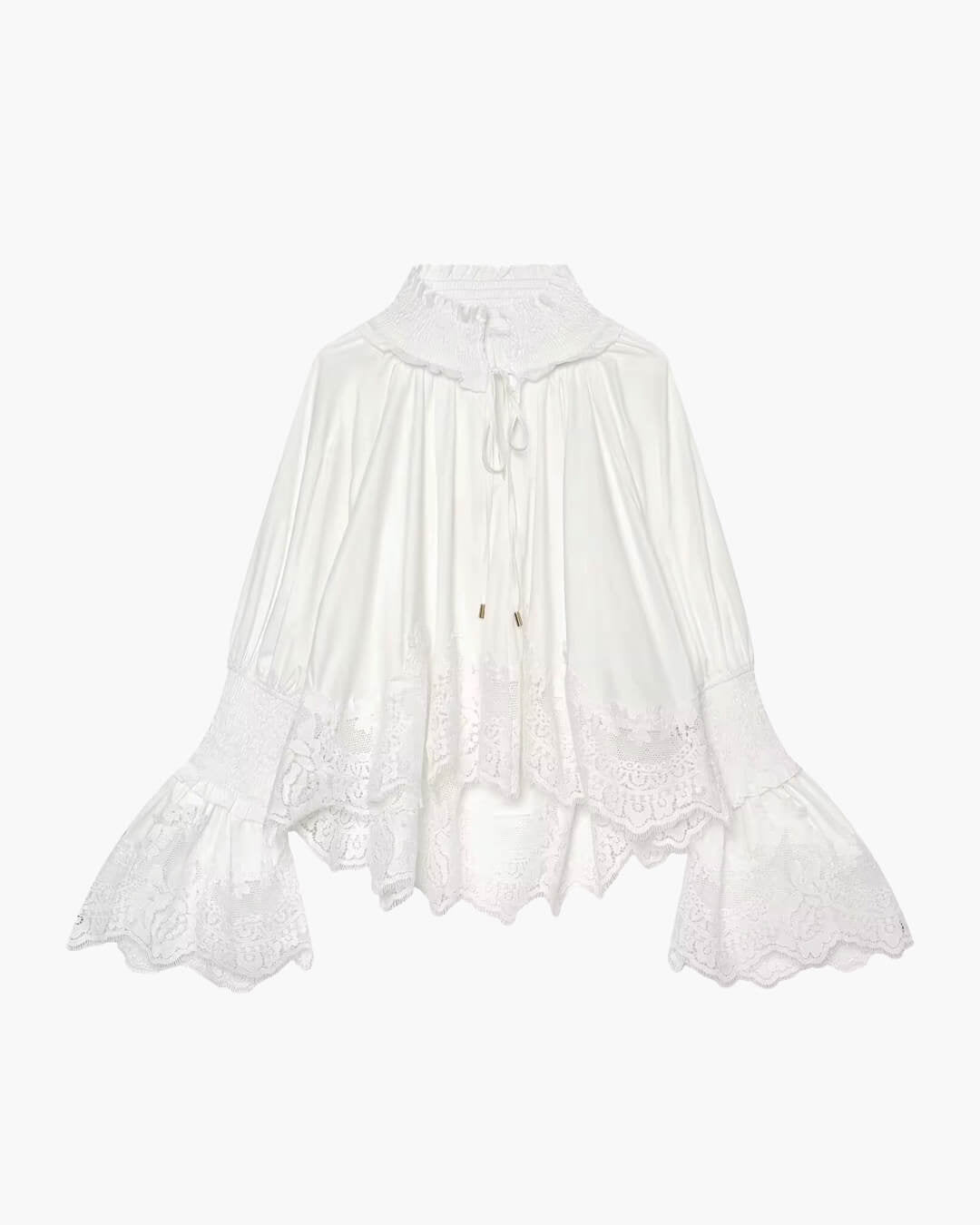 Gloria Embroidery Lace Trim Blouse