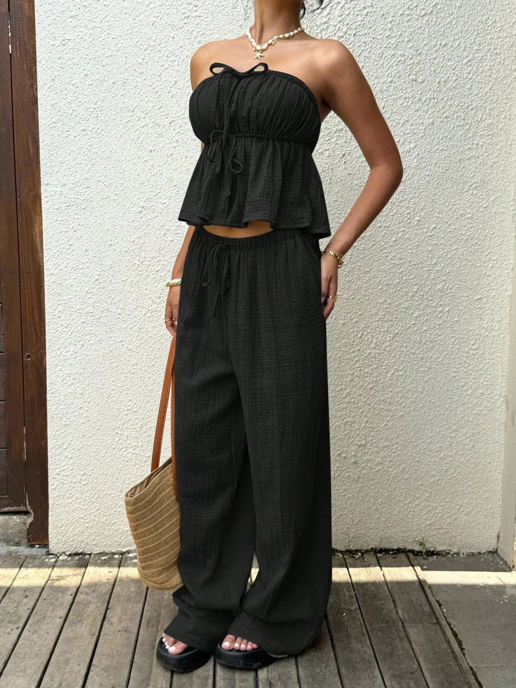 Gloria Strapless Top and Pants Suit