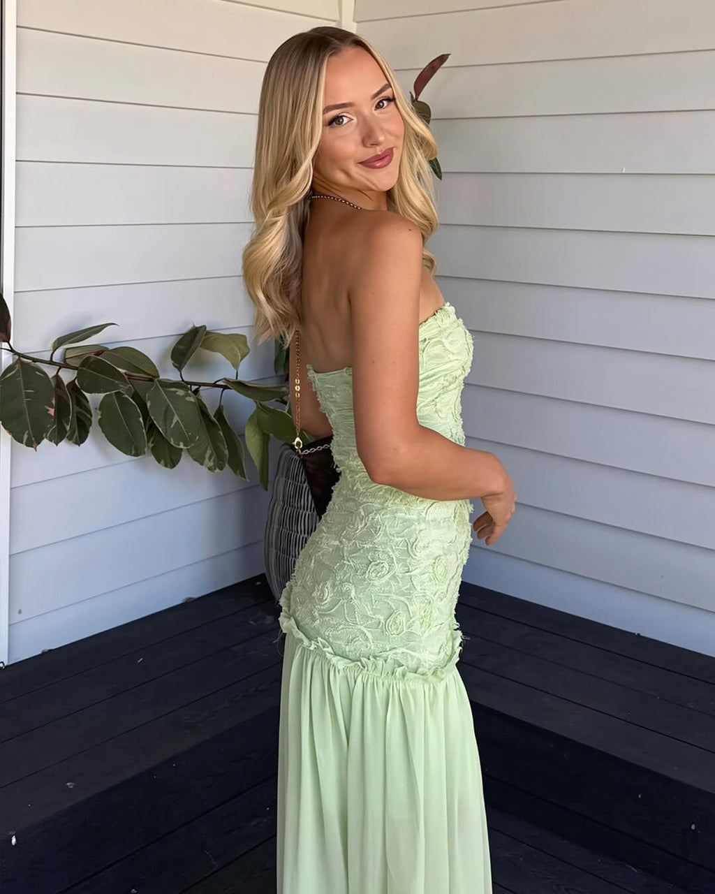 Goldie Strapless Floral Lace Maxi Dress