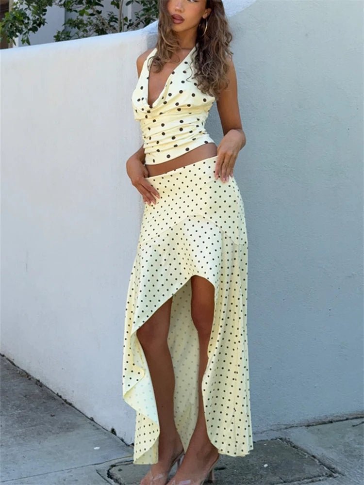 Hadley Polka Dot Halter Mini Skirt Set