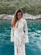 Hailee Lace Tie High Split Dress
