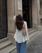 Halle Front-Tie Lace Appliqué Top
