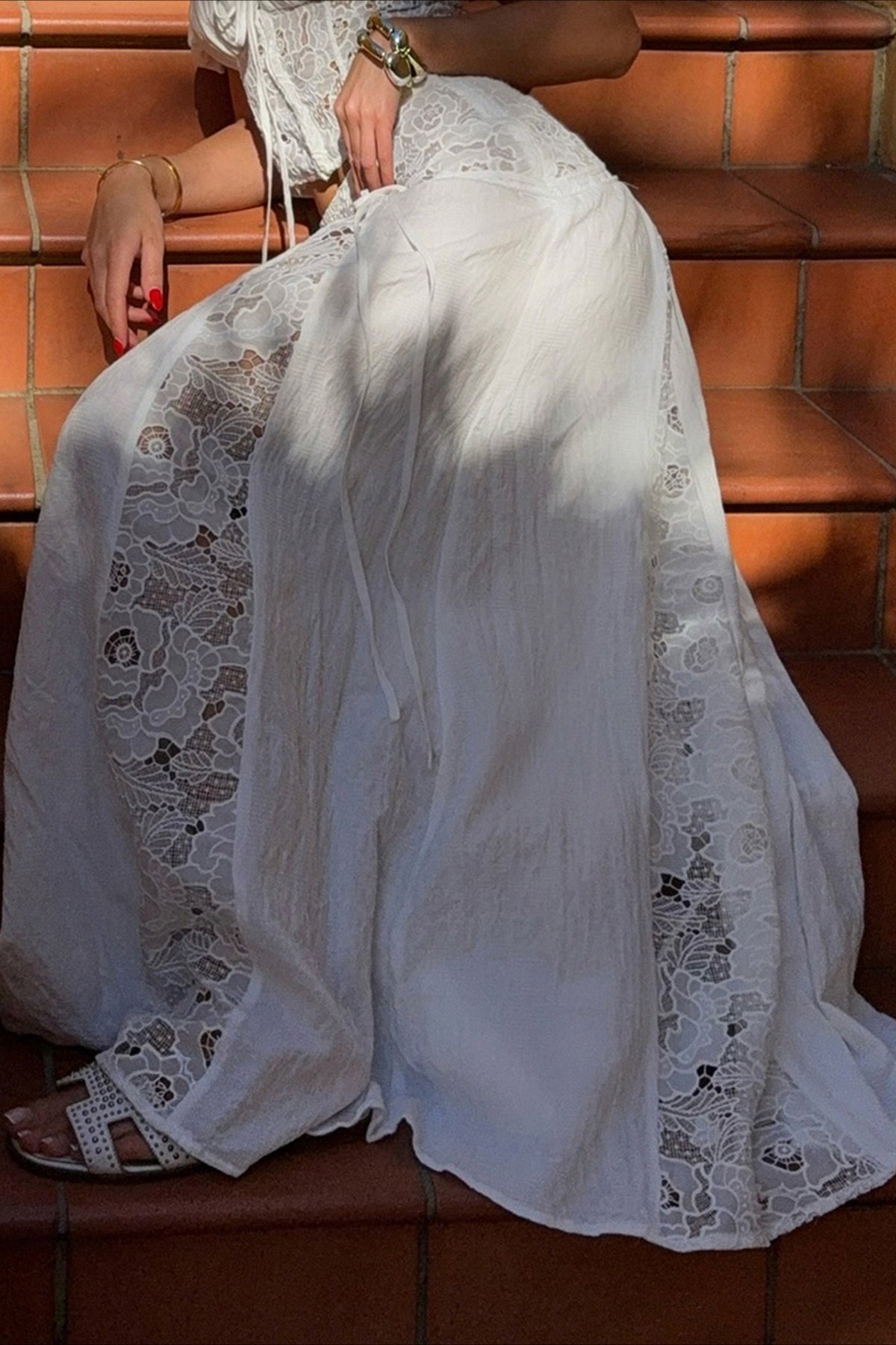 Hanna Low Waist Lace Maxi Skirt