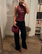 Ahlea Faux Leather Tank Top
