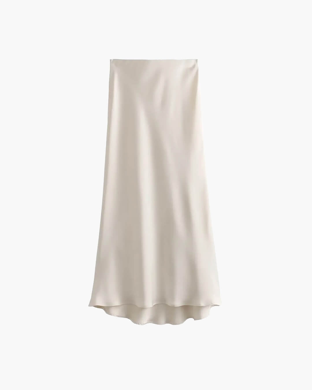 Hilde High Waist Black Satin Midi Skirt